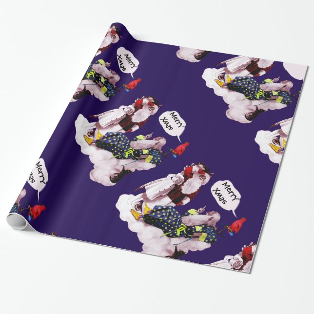 Papier Cadeau SANTA CLAUS, PETITE ANGEL & MERLIN Noël (Déroulé)