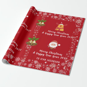 Papier Cadeau Santa Claus Rudolph Nom personnalisé