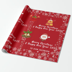 Papier Cadeau Santa Claus Rudolph Nom personnalisé