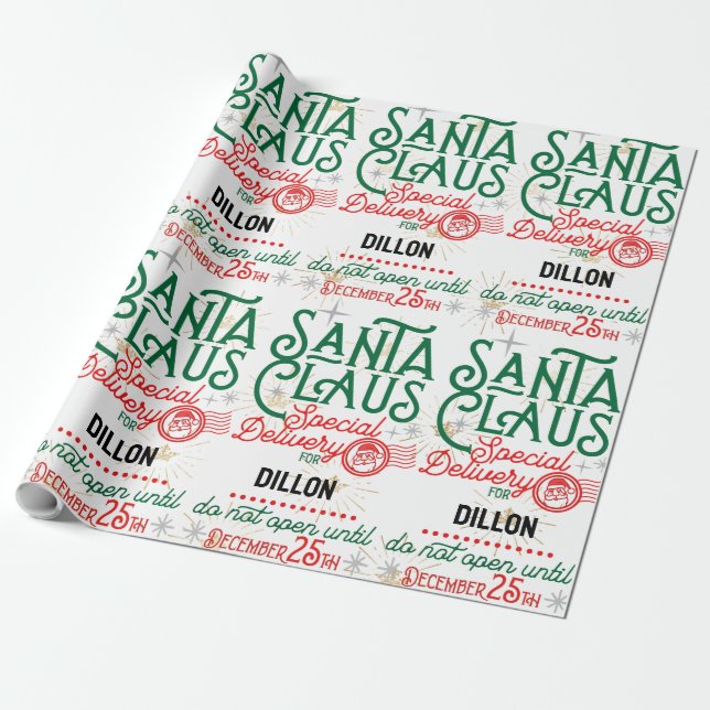 Papier Cadeau Santa Claus Special Delivery Wrapping Paper (Déroulé)