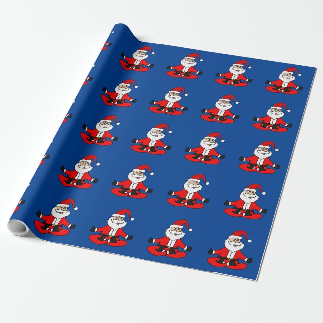 Papier Cadeau Santa Claus sympa faisant du yoga Noël (Déroulé)