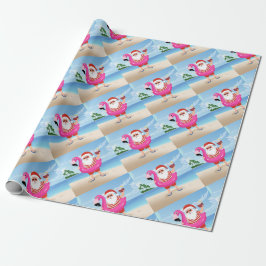 Papier Cadeau Santa Claus with flamingo