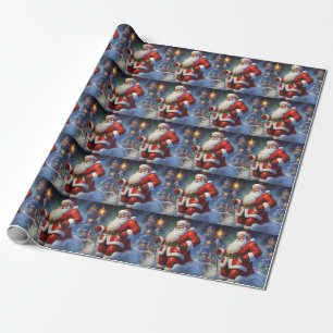 Papier Cadeau Santa Clause Joyeux Noël Bonne année