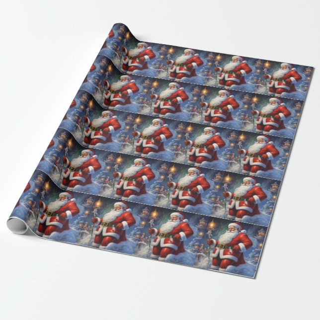 Papier Cadeau Santa Clause Joyeux Noël Bonne année (Déroulé)
