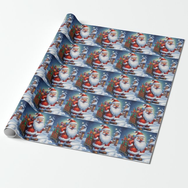 Papier Cadeau Santa Clause Joyeux Noël Bonne année (Déroulé)