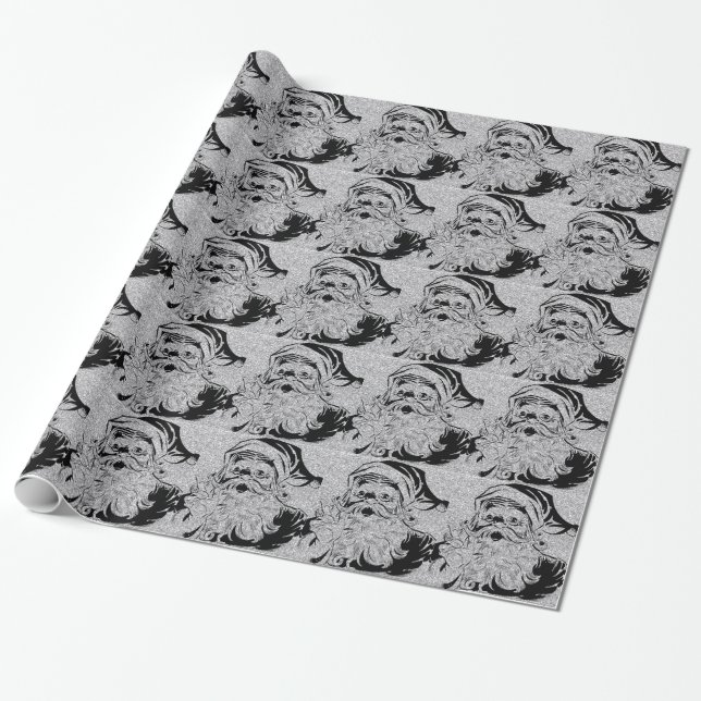 Papier Cadeau Santa Clause Silver Sparkings (Déroulé)