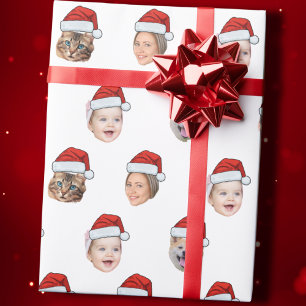 Papier Cadeau Santa Hat Custom Family Face 5 Photos Noël