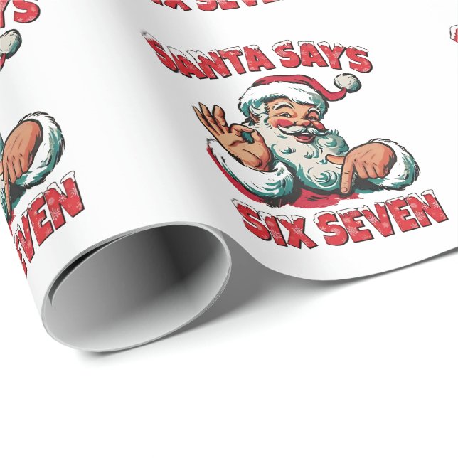 Papier Cadeau Santa Says Six Seven 6 7 Christmas Santa Claus  (Coin rond)
