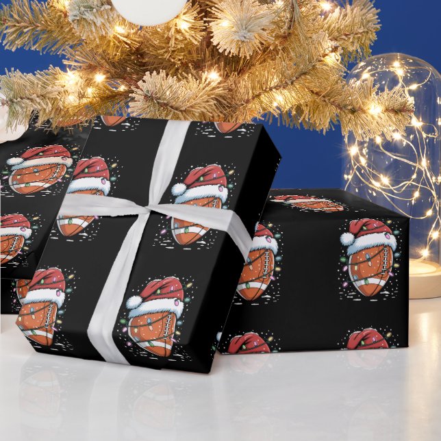 Papier Cadeau Santa Sports Christmas American Football Player  (Vacances)