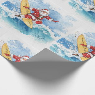 Papier Cadeau Santa surfant les fêtes de Noël
