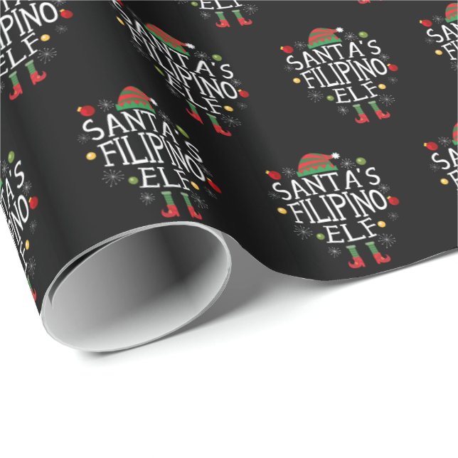 Papier Cadeau Santa's Filipino Elf (Coin rond)