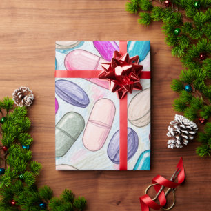 Papier Cadeau Santé & Pharmacie Capsule rose gris violet