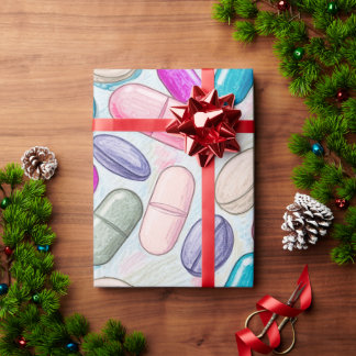 Papier Cadeau Santé & Pharmacie Capsule rose gris violet