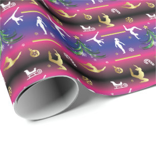 Papier Cadeau Sapin de Noël de gymnastique féminine