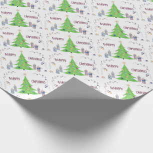 Papier Cadeau Sapin de Noël et bougies