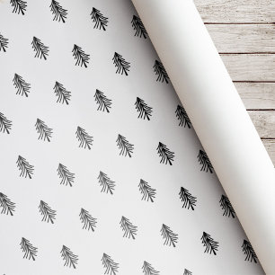 Papier Cadeau Sapin de Noël moderne noir et blanc