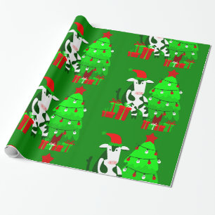 Papier Cadeau sapin de noël santa claus vache