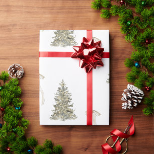 Papier Cadeau Sapin de Noël tendance et motif de nœud mignon
