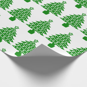 Papier Cadeau Sapin de Noël vert empreinte de patte de chien