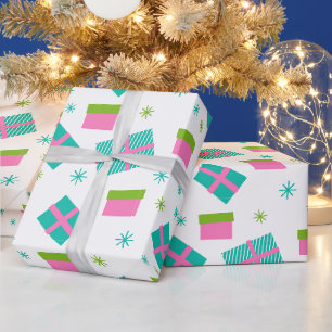 Papier Cadeau Sapins de Noël et Cadeaux Moderne Noël