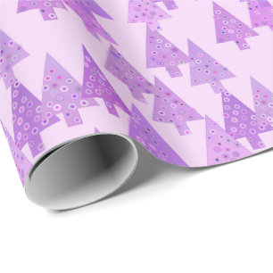 Papier Cadeau sapins de Noël, fleurs, impression moderne de lava
