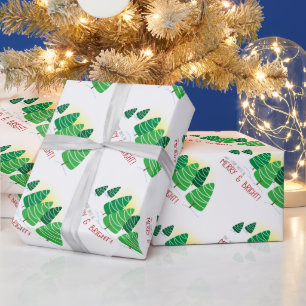 Papier Cadeau Sapins de Noël & Perles Blanches Noël