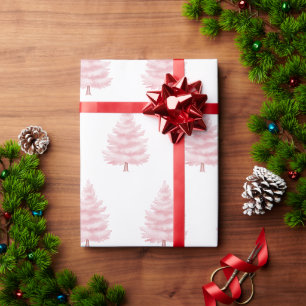 Papier Cadeau Sapins de Noël roses