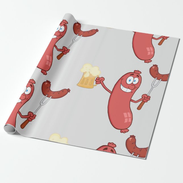Papier Cadeau Saucisses Et Bière (Déroulé)