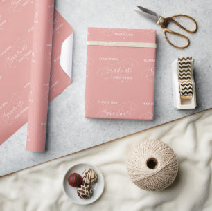 Papier Cadeau Saumon Couleur Chic Script Promotion 2026 Diplômé