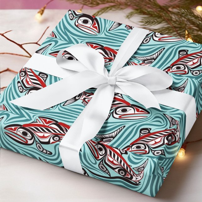 Papier Cadeau Saumon Haida Art Spirit Pacific Northwest Native (Créateur téléchargé)