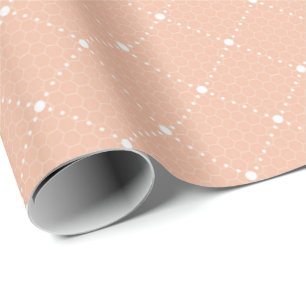 Papier Cadeau Saumon Peach Pastel Dentelle délicate Blanc Élégan