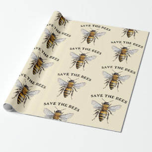 Papier Cadeau Sauvez le beige des abeilles