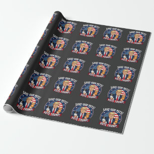 Papier Cadeau Sauvez nos animaux de compagnie Votez Trump Pets F