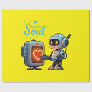 Papier Cadeau Sauvez votre âme mignonne Robot Holt Coeur - Futur
