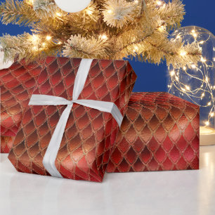 Papier Cadeau Scales de dragon rouge brillant