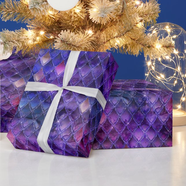 Papier Cadeau Scales de dragon violet (Vacances)