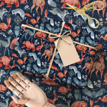Scandinavian Folk Woodland Animals Wrapping Paper
