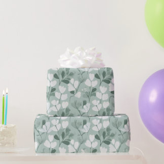 Papier Cadeau Scandinavian Light Green Leaf Sage Floral Pattern