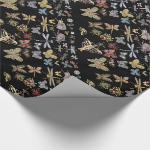 Papier Cadeau Scarabée noir de pré d'insectes chics élégants