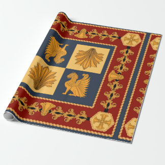 Papier Cadeau Scarf with golden sitting lions. Separate elements