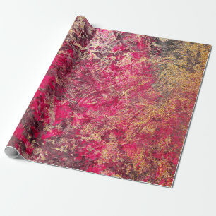 Papier Cadeau Scarlet et marbre d'or