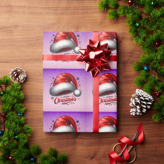 Papier Cadeau Scarlet Santa Hat Glow  (Cadeau de vacances)