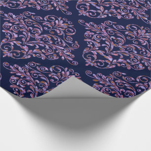 Papier Cadeau Scarletphylo Elegant Royal Bleu Damask 30" x 6"