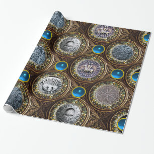 Papier Cadeau SCEAU DES CHEVALIERS MODÈLE Bleu Sapphire Gems