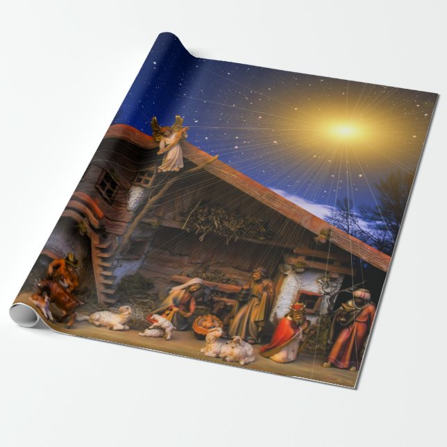 Papier Cadeau Scène de la Nativité (Déroulé)