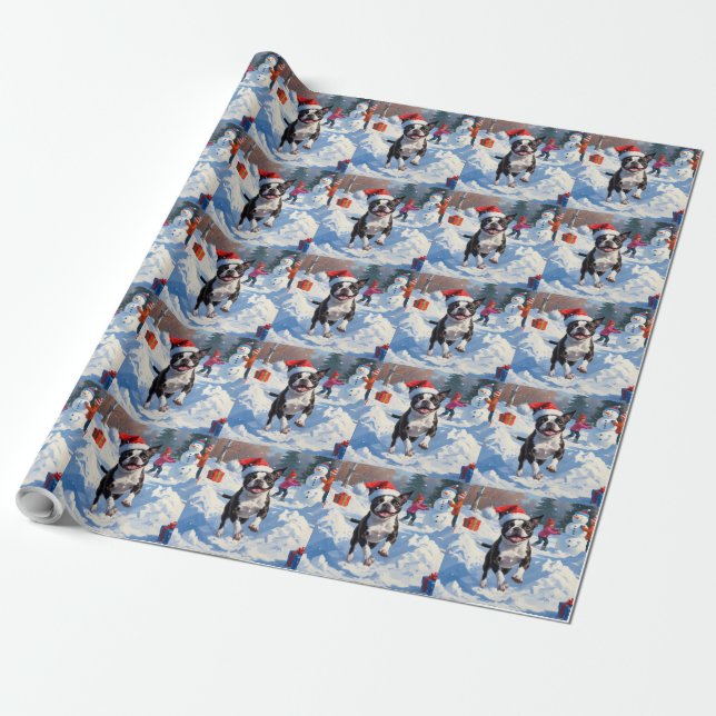 Papier Cadeau Scène de Noël du festival Terrier de Boston (Déroulé)