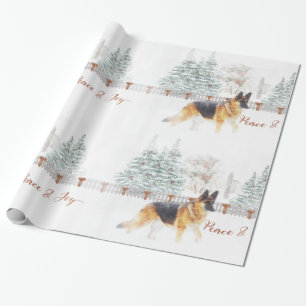 Papier Cadeau Scène de vacances d'hiver rustique avec berger all
