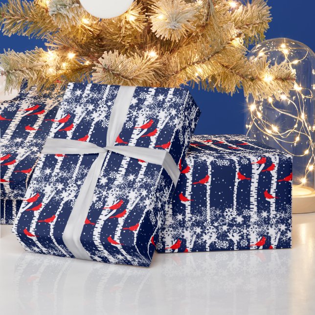 Papier Cadeau Scène du cardinal d'hiver (Vacances)