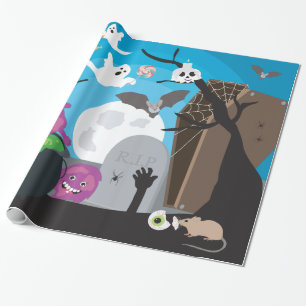 Papier Cadeau Scène du monstre d'Halloween