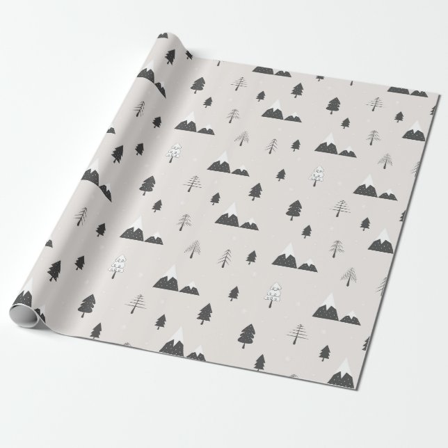 Papier Cadeau Scène Scandinave Nordic Winter Holiday (Déroulé)